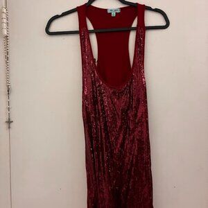 Arte Deep Red Sequin Racerback Tank Top – Size Medium